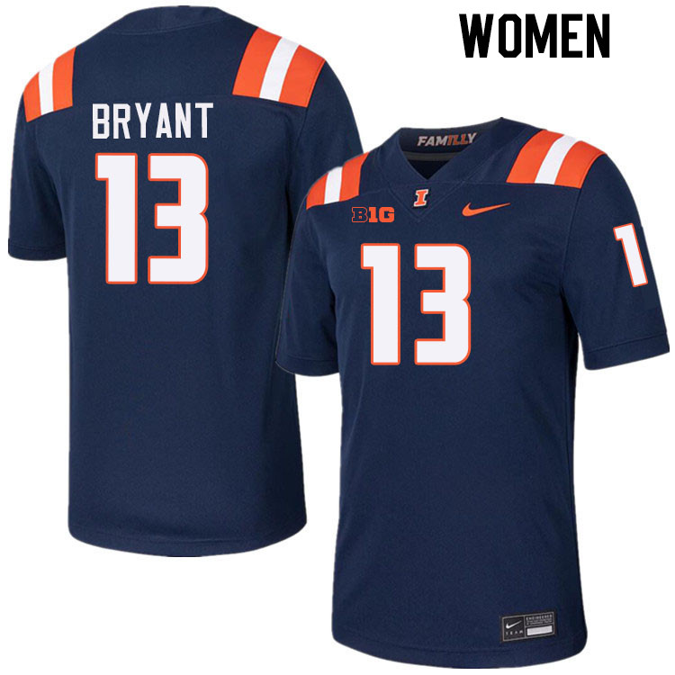 Women #13 Pat Bryant Illinois Fighting Illini College Football Jerseys Stitched-Navy